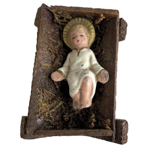 Vintage Hand Painted Nativity Scene Set 8 Figurine & Stable Made West Germany - Picture 10 of 12